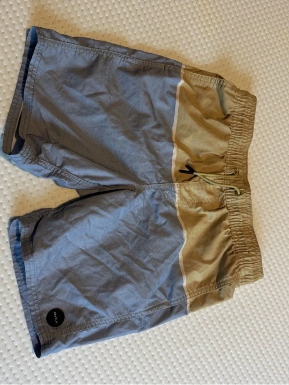 RVCA Youth Large Light Blue and Khaki Swim Trunks